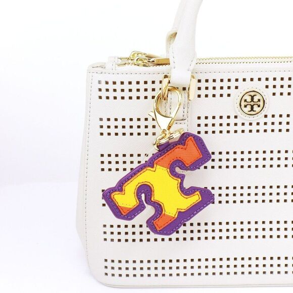 NWT Tory Burch Kerrington Applique Tory "T" Leather Keychain Key FOB - Picture 1 of 4
